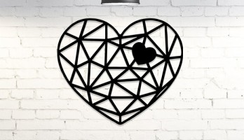 thumb Çizgili Kalp içinde Kalp Lazer Kesim Metal Tablo