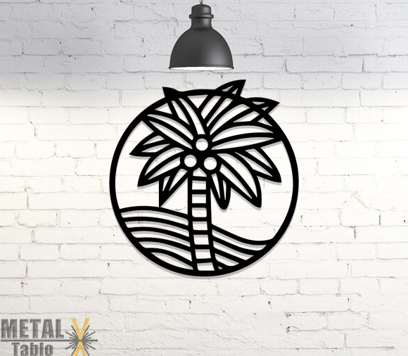 Palmiye Ağacı Lazer Kesim Metal Tablo